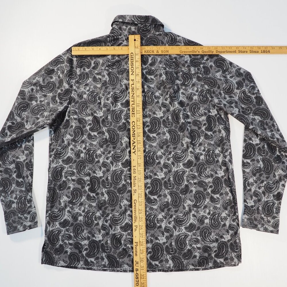 KingSize Shirt Mens LT Large Tall Black Gray Paisley Flip Cuff Preppy Minimalist - Picture 5 of 10